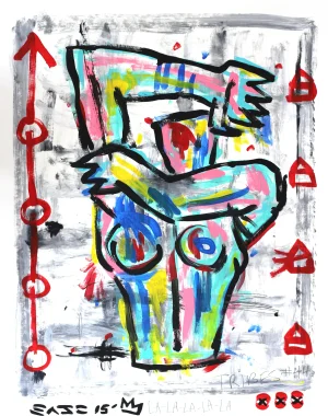 Bright Escape - Original Cubism Artwork Colorful Abstract Figurative Acrylic Painting by Gary John