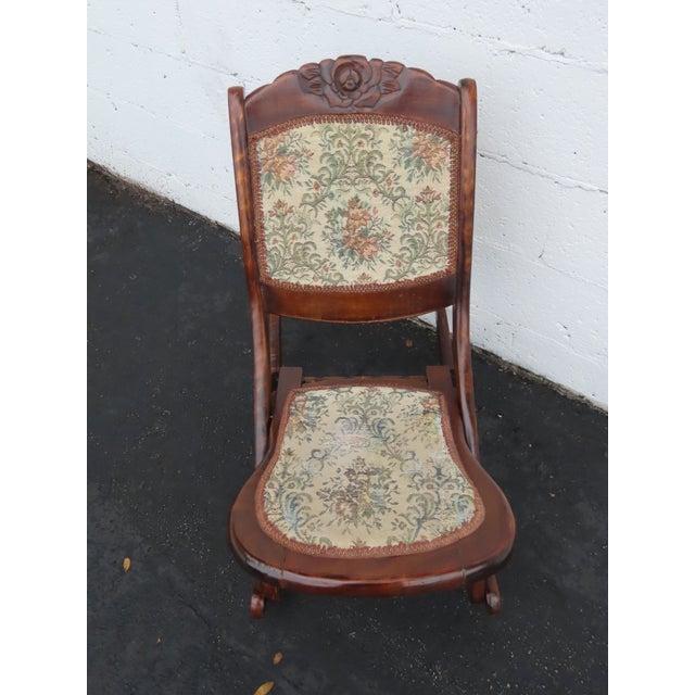 Victorian Early 1900s Solid Wood Folding Rocking Chair 6897 For Sale - Image 12 of 12