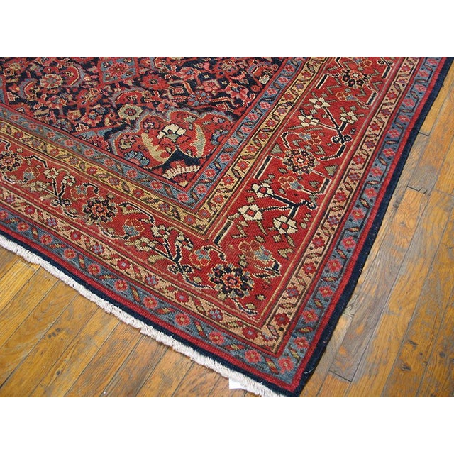 Textile 1860s Blue Navy Herati Antique n.w. Persian Long Gallery Rug Inscribed & Dated 1863 8' X 26'6" Handknotted Wool Carpet For Sale - Image 7 of 7