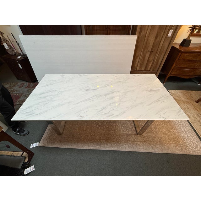 Italian Modern Italian Faux Marble Dining Table For Sale - Image 3 of 12