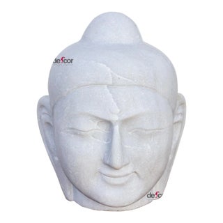 Pure White Marble Mediating Buddha For Sale