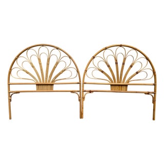 Vintage Italian Rattan Headboards, 1960s, Set of 2 For Sale
