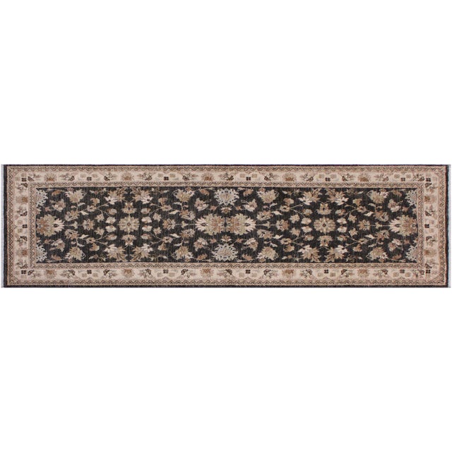 Boho Chic Ziegler Gray/Ivory Wool Runner Rug- 2'7'' X 8'2'' For Sale - Image 9 of 10