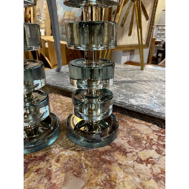 Modern Pair of Modern Murano Disc Lamps For Sale - Image 3 of 6