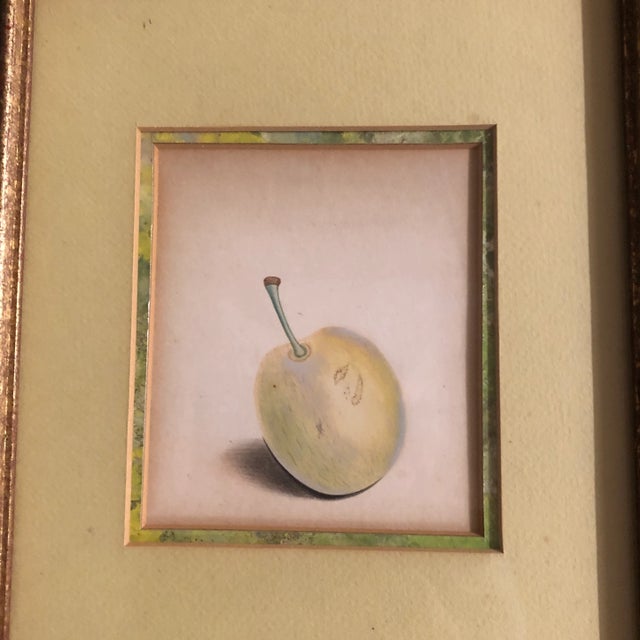 2 original extra fine drawings on paper unsigned 3 x 3.5 overall size with vintage original frames with double mats is 7 x 9