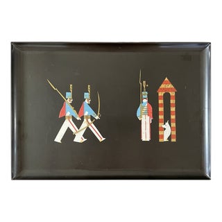 1960s Vintage Couroc of Monterey Marching Soldiers Inlaid Tray For Sale