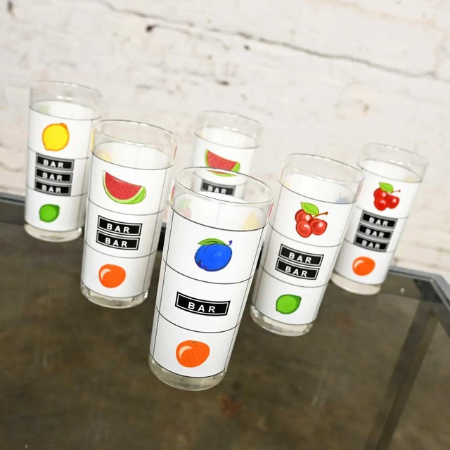 Late 20th Century Casino Slot Machine Highball Cocktail Glasses Set of 6 For Sale - Image 4 of 13