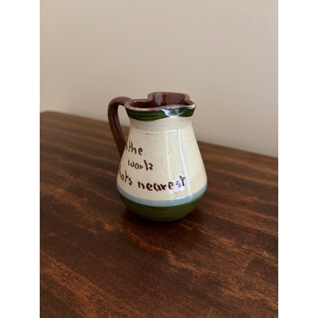 French Country Late 19th Century English Torquay Motto Pitcher With Sailboats, Devon Earthenware Pottery For Sale - Image 3 of 9