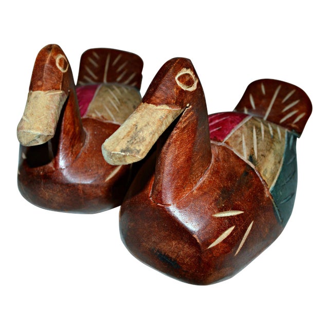 Carved Wooden Decoys - A Pair For Sale