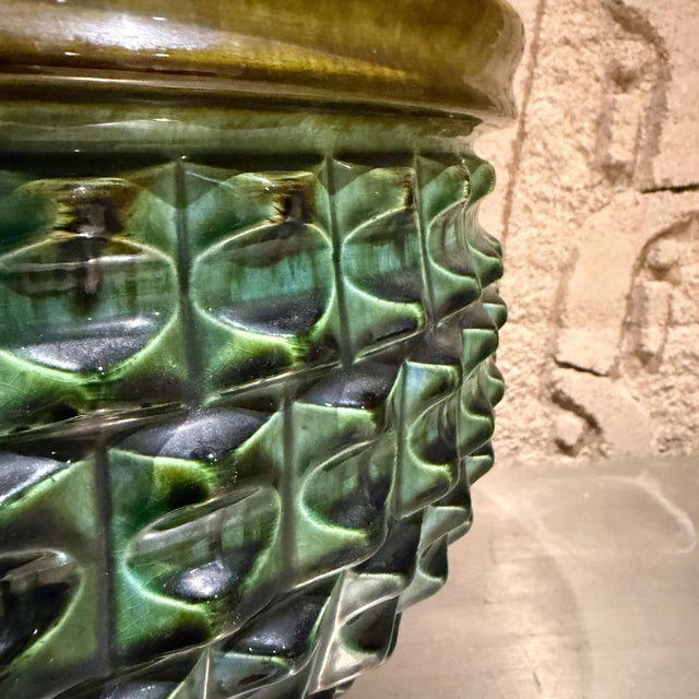 Forest Green Mid-Century Modern Ceramic Table Lamp Sculptural Ceramic Base For Sale - Image 8 of 11