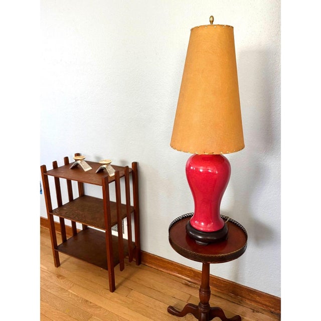 Pair of Vintage Oxblood Red Glazed Ceramic Table Lamps With Brass Hardware For Sale - Image 10 of 11