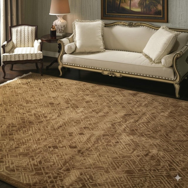 8x10 Willow Opulent Yellow Contemporary Geometric Hand Knotted Wool Carpet Rug For Sale In New York - Image 6 of 7