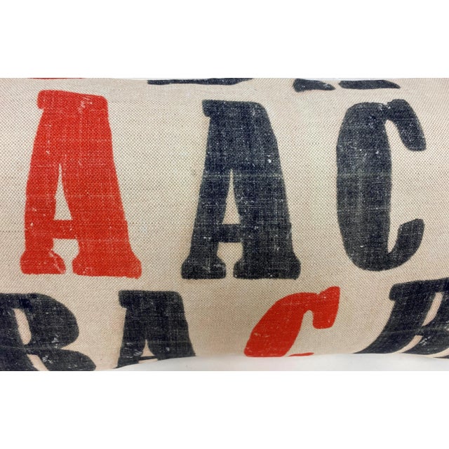 Large Bolster Pillow Playfully Decorated With Rutic Alphabet Letters A