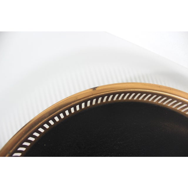 Vintage 13” Round Copper Gallery Tray, Danish Modern, Mid Century, Patina, Made in Usa Coppercraft Guild Mid Century Modern MCM Drinks For Sale - Image 6 of 9