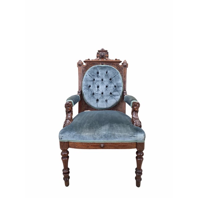 John Jelliff Antique Renaissance Revival Carved Chairs by John Jelliff - Set of 2 For Sale - Image 4 of 12