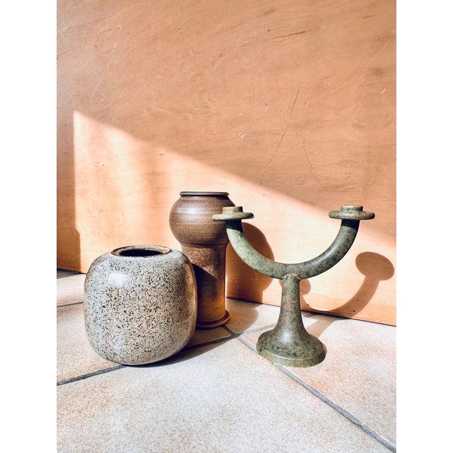 Sculptural Studio Ceramic Double Candelabra, Germany, 1960s For Sale - Image 9 of 11