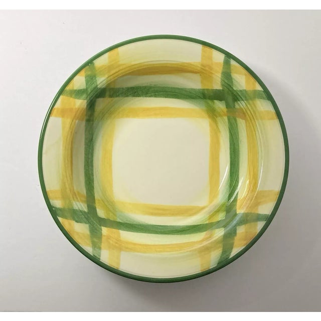 Metlox-Poppytrail (Vernonware) “Gingham” Set of 13 Ceramic Rim Soup Bowls 8” No chips, cracks, or fleabites. Length 8”...