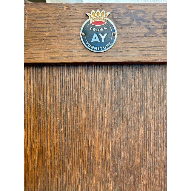 Vintage English Tudor Revival Oak Wardrobe Armoire by Crown Ay Furniture For Sale - Image 10 of 16