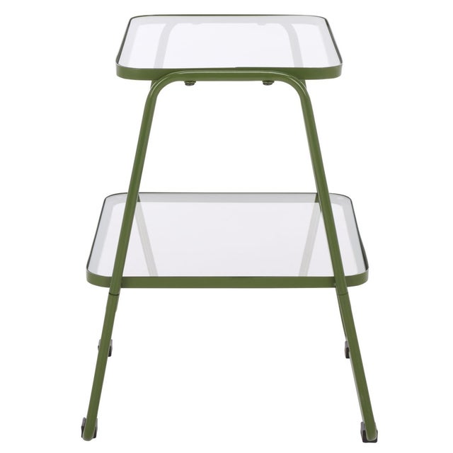Metal Zunia 2 Tier Accent Table in Green For Sale - Image 7 of 8