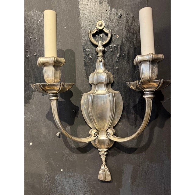 1900s Caldwell Silver Plated Sconces 2 Lights For Sale In New York - Image 6 of 6