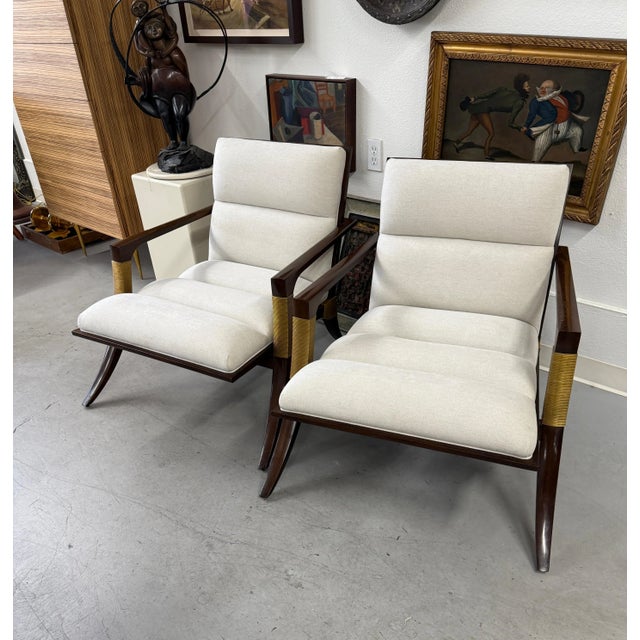 Baker Furniture Company Pair of Baker Athena Klismos Lounge Chairs Attributed to Thomas Pheasant For Sale - Image 4 of 12