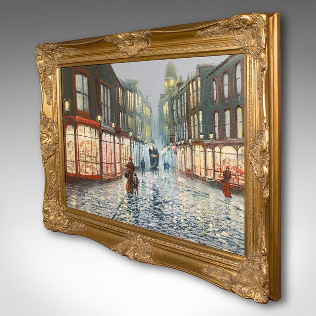 Mid-Century Modern 1980's Large Vintage Edwardian Street Painting For Sale - Image 3 of 11