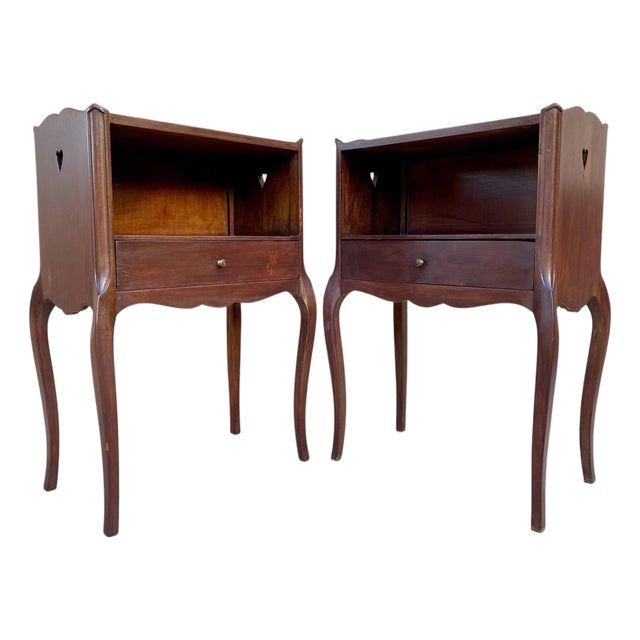 Pair of Louis XV Style Bedside Tables with Drawer, Mid-20th Century For Sale