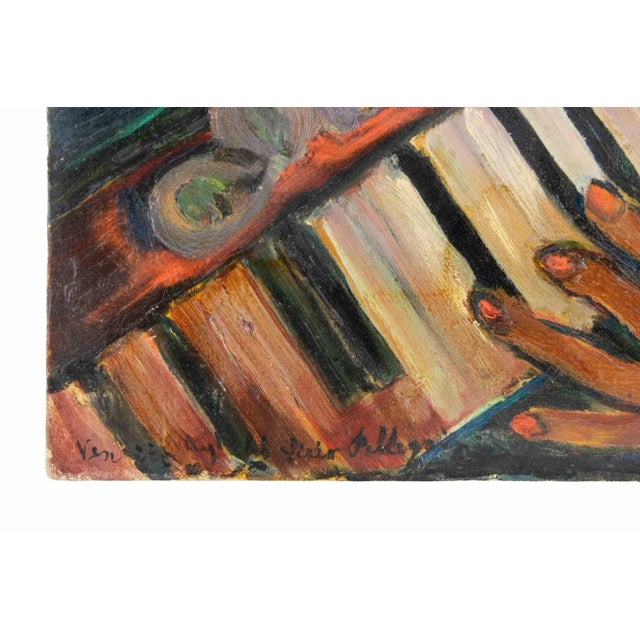 Modern Sirio Pellegrini, The Pianist, Painting, 1960s For Sale - Image 3 of 5