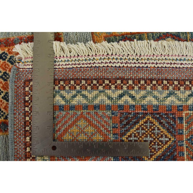 Barjasta Rug 6’9” X 9’10” Blue Wool Tribal Hand-Knotted Oriental Carpet For Sale - Image 12 of 12