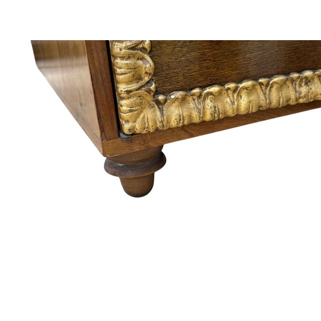 Mid-Century Spanish Revival Low Storage Cabinet With Gold Gilt Accents For Sale - Image 4 of 9
