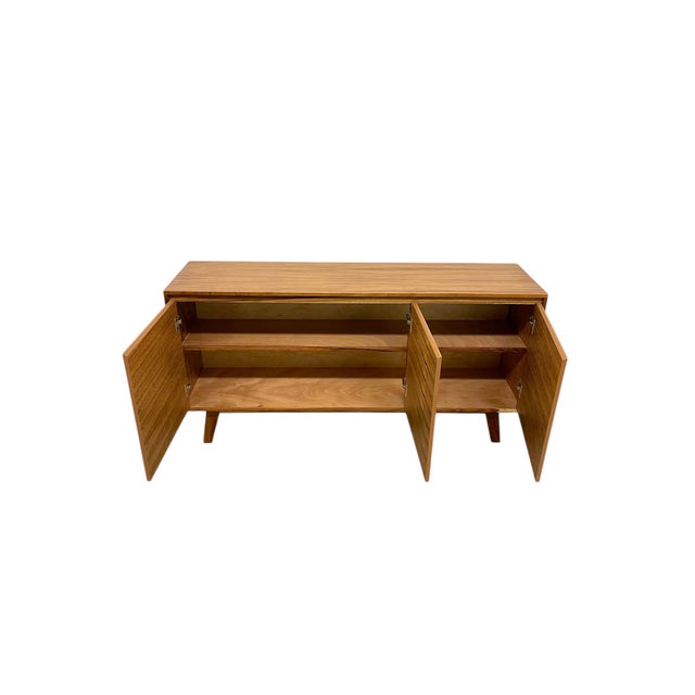 Wood Mid Century Modern Style Credenza 3 Door Tv Cabinet. For Sale - Image 7 of 10