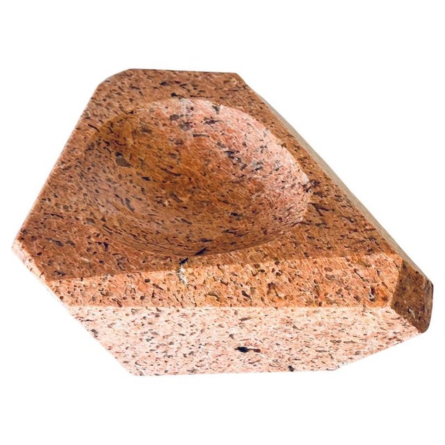 Bauhaus Heavy Art Deco Ashtray in Pink Marble, 1960s For Sale - Image 3 of 14