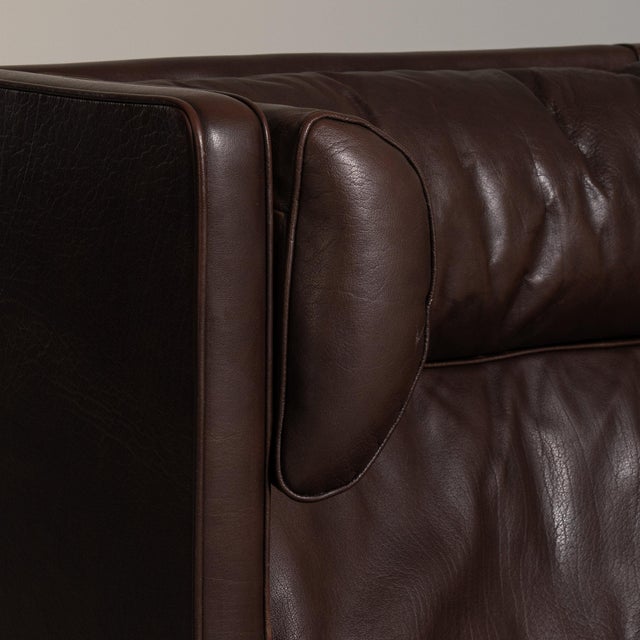 1970-1979 Denmark Deep Espresso Brown Two-Seat Leather Sofa For Sale - Image 11 of 11