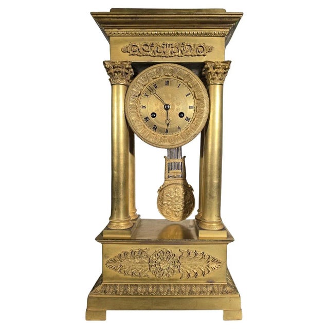 Large Empire and Gilded Bronze Mercury Gilt Clock Portico, 1890s For Sale - Image 12 of 12