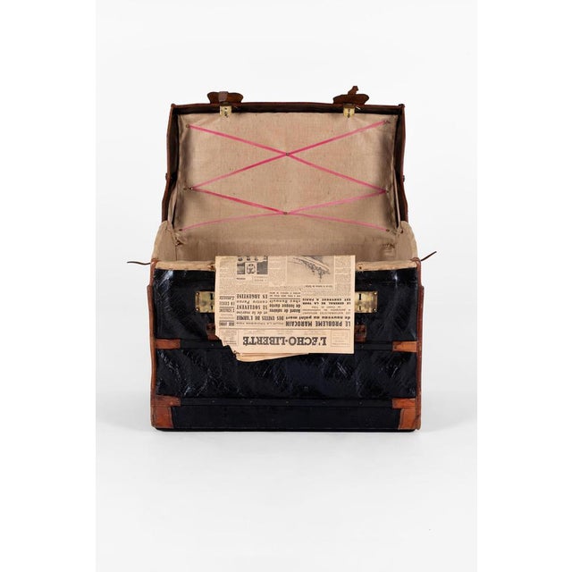 Animal Skin Large Leather Steamer Trunk For Sale - Image 7 of 18