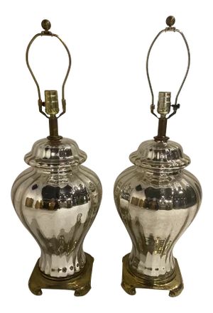 1930’s French Mercury Glass Table Lamps - a Pair