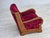 Danish Relax Armchair in Red Furniture Velour and Oak Wood, 1950s For Sale - Image 13 of 18