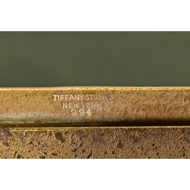 Tiffany Studios New York Zodiac Bronze Blotter Ends With Leather Desk Blotter For Sale - Image 10 of 12