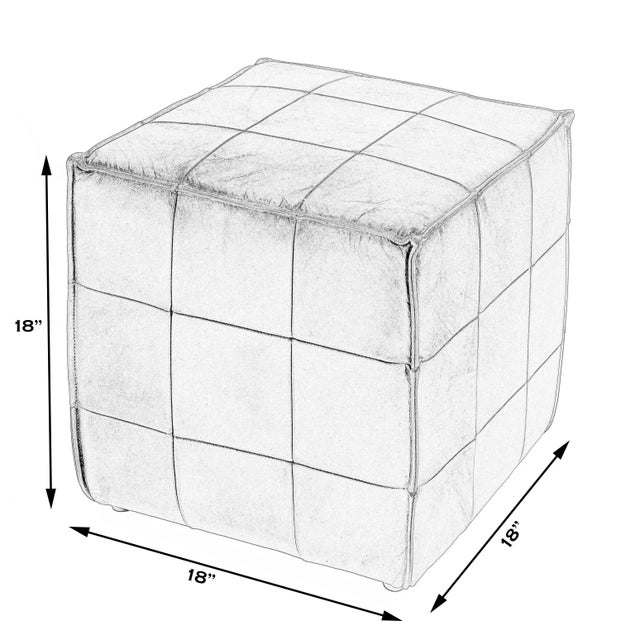 Transitional Leon Leather Ottoman, Dark Brown For Sale - Image 3 of 7