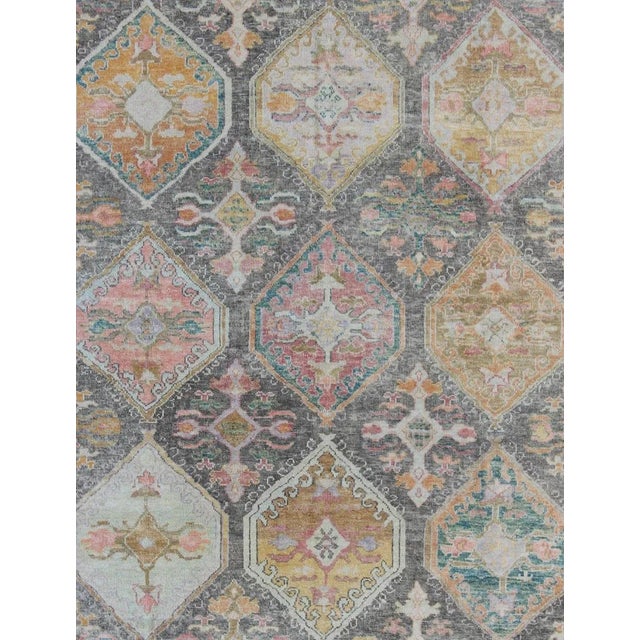 Tribal Design Turkish Oushak Rug by Keivan Woven Arts 9'7 X 11'5 For Sale - Image 4 of 13