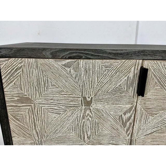 Wood Modern Farmhouse Gray Wood Two Door Cabinet For Sale - Image 7 of 8