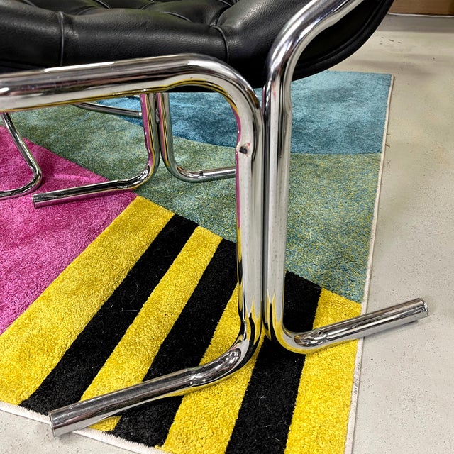Daystrom Black and Chrome Tufted Scoop Chairs Vintage 1970s For Sale - Image 9 of 9