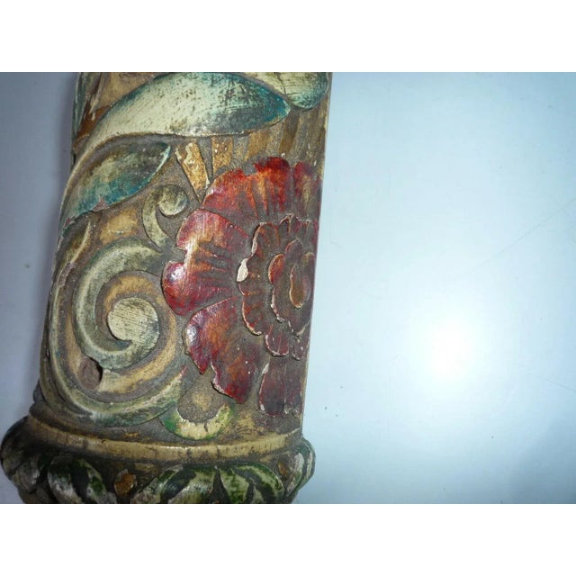 Wood 1920's French Art Deco Carved and Patinated Wall Sconces a - Pair For Sale - Image 7 of 10