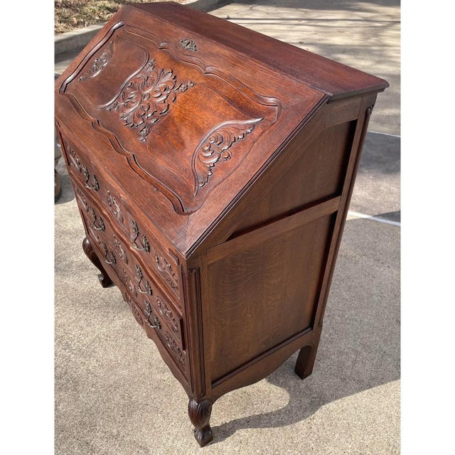 Mid 20th Century Vintage French Carved Secretary Desk For Sale - Image 5 of 8