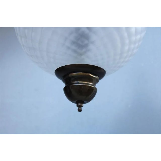 Italian Round Lantern in Murano Glass and Burnished Brass, 1950s For Sale - Image 6 of 8