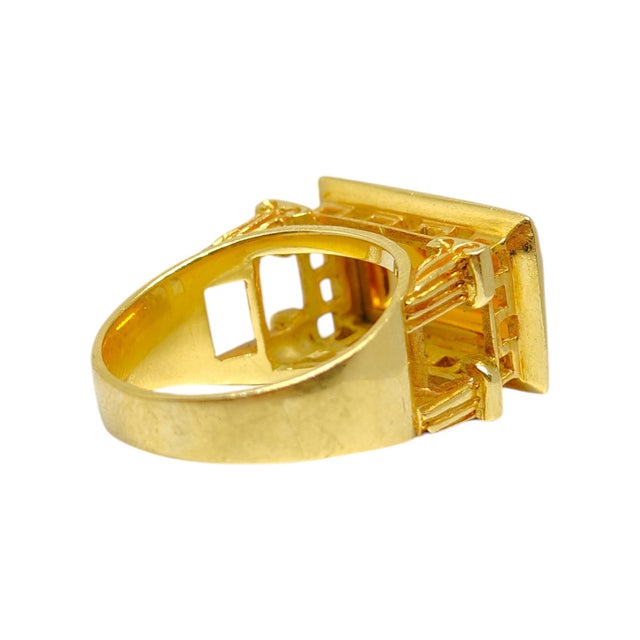 Late 20th Century Late 20th Century Finestra Greek Revival 18k Yellow Gold and Citrine Architectural Ring, Size 9.25 For Sale - Image 5 of 13