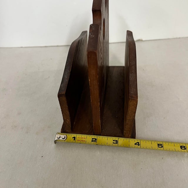 Wood Mid Century Wooden Letter Napkin Holder With Brass Artichoke Accents For Sale - Image 7 of 8