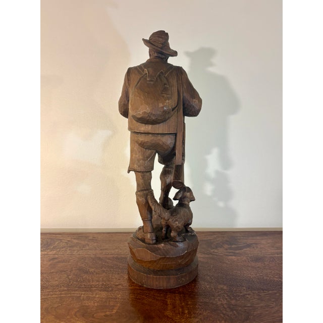 Antique Black Forest Hand-Carved Hunter Figure With Dog, Swiss Folk Art, 19c For Sale - Image 4 of 9