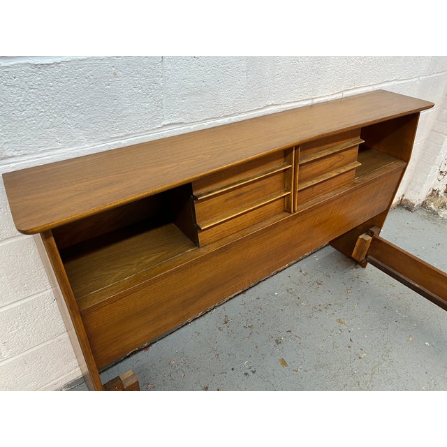 Brown Mid-Century Modern Walnut Queen Bed Frame For Sale - Image 8 of 14
