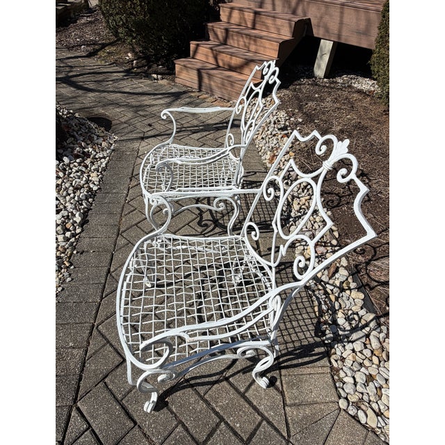 Mid 20th Century Vintage Wrought Iron Provence Scroll Arm Chairs - A Pair For Sale - Image 9 of 11